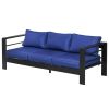 Outsunny Patio Furniture with Cushions Navy Blue Aluminum Outdoor Sofa with Wide Armrests for Elegant Patio Decor