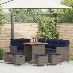 6 Piece Patio Sofa Set with Cushions L-shaped Gray Poly Rattan
