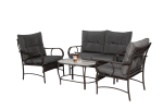 4 Piece Outdoor Patio Furniture Sets, Wicker Conversation Set for Porch Deck, Rattan Sofa Chair with Cushion-Grey