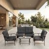 4 Piece Outdoor Patio Furniture Sets, Wicker Conversation Set for Porch Deck, Rattan Sofa Chair with Cushion-Grey