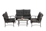 4 Piece Outdoor Patio Furniture Sets, Wicker Conversation Set for Porch Deck, Rattan Sofa Chair with Cushion-Grey