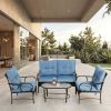 4 Piece Outdoor Patio Furniture Sets, Wicker Conversation Set for Porch Deck, Brown Rattan Sofa Chair with Cushion