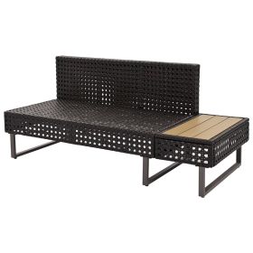 K&K 6-Pers Diamond Weave Patio Sectional Furniture Set with Extendable Coffee Table with Ice Bucket, Collapsible Seat,Conversation Set with Side Table