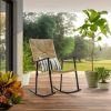 Outdoor Steel Rocking Chair, Natural Rush Weave