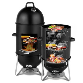 60608693 outdoor three-layer elliptical cylinder oven, temperature table control, exquisite technology, 3 in 1 iron carbon oven, portable charcoal gri