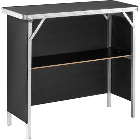 VEVOR Folding Portable Bar Table, Tradeshow Podium Table for Indoor, Outdoor, Party, Picnic, Exhibition, Includes Carrying Case, Storage Shelf and Bla