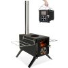 Camping Stove for Hot Tents, Carbon Steel Wood Burning Stove with Stainless Wall Chimney Pipes for Tents, Shelter, Outdoor Portable Stove for Camping