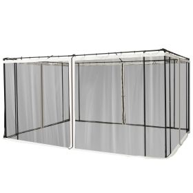 Outsunny 9.84' x 13.1' Gazebo with Netting, Universal Size, Canopy Tents with Zippers, black rings, high-quality polyester, Washable