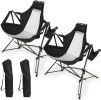 Hammock Camping Chair, Folding Portable Rocking Chair, Aluminum Alloy Adjustable Back Swinging Chair with Pillow Cup Holder, Recliner with Carry Bag f