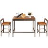 3 Pieces Patio Rattan Wicker Bar Dining Furniture Set