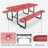 Red 6ft Long Table & Chair Set with Umbrella Hole