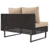 K&K 6-Pers Diamond Weave Patio Sectional Furniture Set with Extendable Coffee Table with Ice Bucket, Collapsible Seat,Conversation Set with Side Table