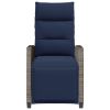 Reclining Patio Chair with Side Table Gray Poly Rattan