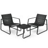 3 Pieces Patio Bistro Furniture Set with Glass Top Table Garden Deck