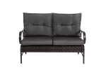 4 Piece Outdoor Patio Furniture Sets, Wicker Conversation Set for Porch Deck, Rattan Sofa Chair with Cushion-Grey