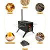 Camping Stove for Hot Tents, Carbon Steel Wood Burning Stove with Stainless Wall Chimney Pipes for Tents, Shelter, Outdoor Portable Stove for Camping