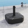Square Patio Umbrella Base Holder, Heavy Duty Outdoor Umbrella Stand Base, Filled Up to 55lbs with Stand or 44lbs with Water for Garden, Poolside, Bla