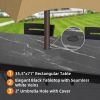Modern 7-Piece Outdoor Patio Aluminum Dining Set, 35.5"x71" Rectangular Dining Table with Black Marble-Look Sintered Stone Top, Ember Black, 6 Swivel