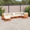 7 Piece Patio Sofa Set with Cushions Wax Brown Solid Wood Pine