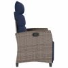 Reclining Patio Chair with Side Table Gray Poly Rattan