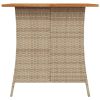 5 Piece Patio Dining Set with Cushions Beige Poly Rattan