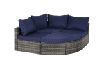 8 Piece Outdoor Patio Sofa Set, Sectional L- Shaped Patio Furniture Wicker Patio Conversation Set with Curved Sofa Ottoman & Glass Top Table for Backy
