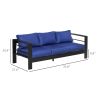Outsunny Patio Furniture with Cushions Navy Blue Aluminum Outdoor Sofa with Wide Armrests for Elegant Patio Decor