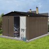Metal garden sheds 10ftÃ—8ft outdoor storage sheds Brown + Black
