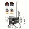 Camping Stove for Hot Tents, Carbon Steel Wood Burning Stove with Stainless Wall Chimney Pipes for Tents, Shelter, Outdoor Portable Stove for Camping