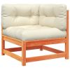 2 Piece Patio Sofa Set with Cushions Wax Brown Solid Wood Pine