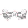 3 Pieces Outdoor Swivel Rocker Patio Chairs, 360 Degree Rocking Patio Conversation Set with Thickened Cushions and Glass Coffee Table for Backyard, Kh