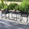 3 Pieces Outdoor Dining Set with Folding Backrest and Seat Cushions