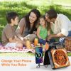 Solar Camping Fan With LED Lantern 5200mAh Rechargeable Battery Operated Portable Fan with Emergency Power Bank 4 Wind Speeds 3 Light Modes 3 Timers f
