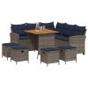 6 Piece Patio Sofa Set with Cushions L-shaped Gray Poly Rattan