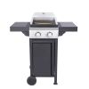 2-Burner Propane Gas BBQ Grill, Pizza Box, 24600BTU Output With Wire Enamel Cooking Grids For Outdoor Barbecue, Foldable Side Table, Hanging Basket, S