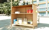 GO Hawaiian-style Bar Height Patio Set with PE Grass Canopy, Outdoor Bar Table and Stools with Adjustable Feet, Acacia Wood Top, for Dining and Drinki