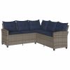 6 Piece Patio Sofa Set with Cushions L-shaped Gray Poly Rattan
