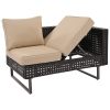 K&K 6-Pers Diamond Weave Patio Sectional Furniture Set with Extendable Coffee Table with Ice Bucket, Collapsible Seat,Conversation Set with Side Table
