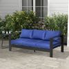 Outsunny Patio Furniture with Cushions Navy Blue Aluminum Outdoor Sofa with Wide Armrests for Elegant Patio Decor
