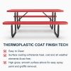 Red 6ft Long Table & Chair Set with Umbrella Hole