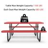 Red 6ft Long Table & Chair Set with Umbrella Hole