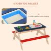 Kids Picnic Table Set with Sandbox and Kitchen Toys