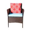 Four-Piece Sofa Set Table With Sofa Chair PE Rattan Outdoor Furniture HY4-001 Box *1 With Emerald Green Color Cushion