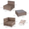 Outsunny Modern Rattan Patio Furniture Set, 7-Piece Outdoor Wicker Sofa Set with Cushions for Home & Family Gatherings, Gray