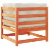 2 Piece Patio Sofa Set with Cushions Wax Brown Solid Wood Pine