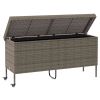 Patio Storage Box with Wheels Gray 63"x21.7"x29.5" Poly Rattan