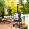 23540290 Independent carbon roast pizza oven, 12in pizza oven, with chimney and wheels pizza stone and pizza oven, ceramic stone pizza oven and toaste