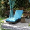 Outsunny Patio Wicker Chaise Lounge Chair, Outdoor PE Rattan Sun lounger with Adjustable Backrest and 2 Wheels, Sky Blue