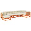 7 Piece Patio Sofa Set with Cushions Wax Brown Solid Wood Pine