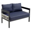U_Style Multi-person Outdoor Iron Sofa Set with A table, Rattan Decoration, Waterproof, Rust-proof, Suitable for Garden, Lawn Use